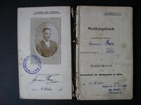 WIEN 1924*MELDUNGSBUCH MIT LICHTBILD*HOCHSCHULE FÜR WELTHANDEL*VIELE WERTMARKEN!