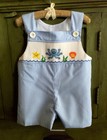Rember Nguyen Infant Baby Boy's Smocked Blue Striped Octopus Shortall 6M