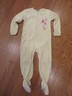 Carters Toddler Girls Fleece Footie Pajamas Yellow Applique Flowers Size 4T GUC 