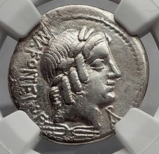 Roman Republic 85BC Vejovis Genius Goat Amaltheia Ancient Silver Coin NGC i59948