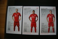 3 x Autogramm karte FC BAYERN MÜNCHEN - RIBERY, GREEN, LAHM 2015/2016