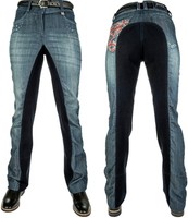 HKM PRO-TEAM International Jodhpur Reithose Denim 1/1 Alos Vollbesatz