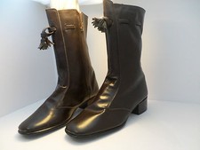 Vintage Mod 1960's dark brown mid-calf tassle boots Italy Fascinators sz 7
