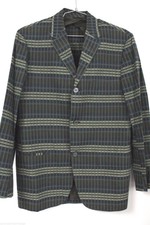 Vtg Sport Coat 1960's Cotton 3 Button Blazer Nwot Mens 40 Chest S Green Plaid
