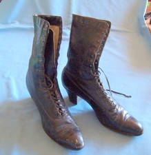 Antique Black High Top Lace Up Ladies Shoe Selby Shoe Co. - C