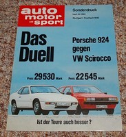 Sonderdruck ams Heft 16/1981 Das Duell: Porsche 924 gegen VW Scirocco TOP!