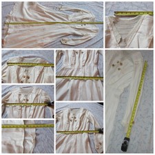 Simple White Ivory Antique Edwardian Linen Day Dress Bridal Long Sleeve c. 1910