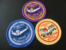 Swimming Sew On International S.T.A.New Complete Swimmer X 3 Gold Silver Bronze