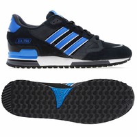 adidas ORIGINALE MENS ZX 750 UK 8 9 10 SCHWARZ BLAU TURNSCHUHE LAUFEN ECHT