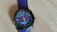 Benetton Uhr mit blumenmuster, mit neuem violetten Lederarmband,NP 69