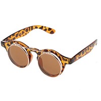 Tortoise Shell Steampunk Goggles Glasses Sunglasses Retro Vintage Flip Up