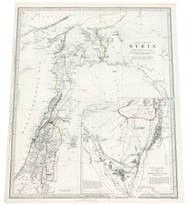 1844 Map Syria Palestine Sduk Original Mount Sinai Wanderings Of The Israelites