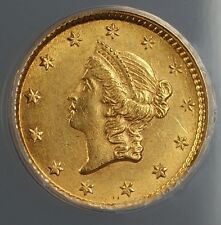 1853 Gold One Dollar $1 Anacs Ms-60 (Better Coin)