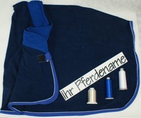 Fleece-Abschwitzdecke -AMSTERDAM- !! mit Pferdenamen bestickt !! dunkelblau, HKM