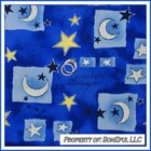 BonEful Fabric FQ Cotton Blue Yellow Star Moon Twinkle Baby Glitter Nursery RARE