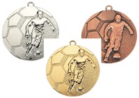 Fußballmedaille -Spieler u. Ball- Staffelpreise 60-100 Stück  mit Kordel o. Band