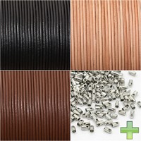 Lederband 1 - 4 mm Ø  Rund Lederschnur Lederriemen 2-5-10 m ★Gratis endkappen★