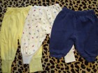 BABY BOYS LOT OF THREE PAIR SOFT PANT SIZE 6/9 MONTHS COWBOY NAVY BLUE & YELLOW 