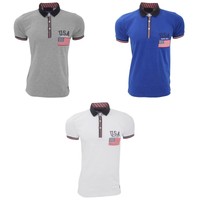 Brave Soul Herren Carlos Kurzarm Polo Shirt USA Flagge