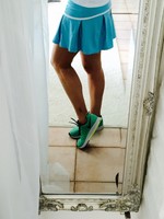 Nike DryFit Faltenrock Tennis Sportrock Fitness Running Türkis Blau Weiß Gr. S