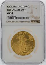 2008-W Ngc Ms70 $50 Burnished Gold Eagle Gold Coin Lot 947