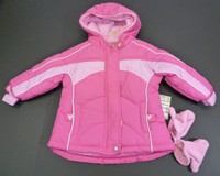Girls Size 12 Month Jacket NWT ARIZONA Hot Pink Bubble with Mittens & Hood