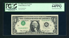 Fr 1908-J 1974 $1 Frn Error Inverted Overprint! Choice Uncirculated Pgcs 64 Ppq