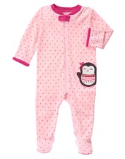 NWT Gymboree Penguin Star Print Sleeper Pajamas 1PC Footed 0-3 Months Baby Girl