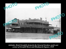 OLD LARGE HISTORICAL PHOTO OF ADELAIDE SA, HOTEL GRENFELL, HINDMARSH Sq 1929