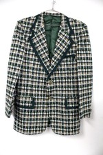 Vtg Sport Coat 1970's Phoenix 2 Button Blazer Checks Mens Tans 44 Chest Vlv