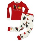 Lazy One Kids Children PJ Pajamas Sleepwear Toddler Happy Camper Red Beige 