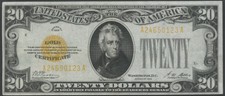 Fr2402 $20 Gold Cert 1928 Series Woods / Mellon - Xf - Bs1439