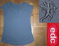 Geniales edc by Esprit Henley T-Shirt Grau Blau Gr. L TOP