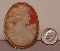 Antique Art Nouveau 14k Cameo Pendant/Brooch