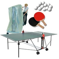 Tischtennisplatte Indoor Sponeta 1-42 i grün im Set Abdeckhülle u Schlägerset