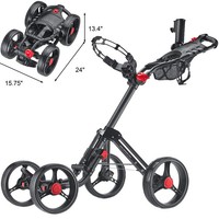 Caddytek Superlite Deluxe Qaud 4 Rad Golf Push Trolley schwarz Neu Modell 2016