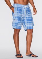 Strand-Bermuda Gr. 48 Blau Silbergrau Herrenbermuda Kurze Bade-Hose Shorts Neu