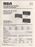RCA Service Data Manual for Phonograph Service Data for Models VZT 20, 21 & 22