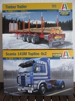 Scania 143M Topline 4x2 mit Timber Trailer von Italeri im Maßstab 1:24 *NEU*