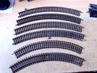 Fleischmann  4x 6024 Modellgleise gebogen Radius-1 357mm 45° , 2x 6020 r-0 250mm