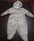 Baby Girl or Boy First Impressions Oatmeal Colored Sueded Footed Coat 12 Months
