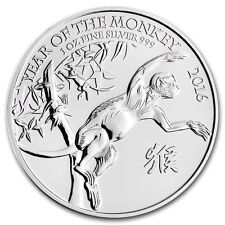 British Royal Mint Uk £2 Lunar Monkey 2016 1 oz .999 Silver Coin