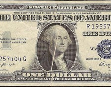 1935 E $1 One Dollar Bill Gutter Fold Error Note Silver Certificate Paper Money