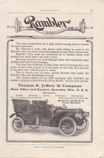1906 Thomas B Jeffery & Co Kenosha Wi Ad: Rambler Automobile Model 15 $2500