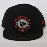 New Era 59fifty Schild Emblem Schwarz Rot 5950 Fitted Mütze Hut