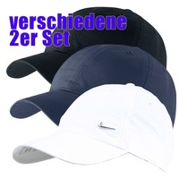2er Set: 2x NIKE Metal Swoosh Logo Cap Weiß Blau Schwarz Basecap verstellbar Uni