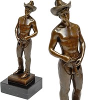 EROTIKA BRONZE AKT FIGUR SEXY COWBOY heißer POPO NEU FETISCH-BOY MÄNNERAKT FIGUR