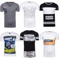 BOLF T-Shirt Motiv Herren Men Tee Classic Print Kurzarm Zip Party Mix 3C3 Slim