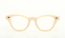 Massive, classic cateye vintage eyeglasses in white, hand made in France N85K