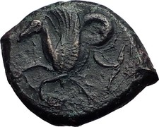 Syracuse Sicily 375BC Tyrant Dionysios Greek Coin ATHENA HIPPOCAMP Horse i59581